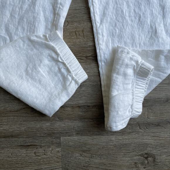 Athleta Retreat Linen High Rise Jogger Pants White Beachy Coastal Travel Size 8 - Picture 7 of 9